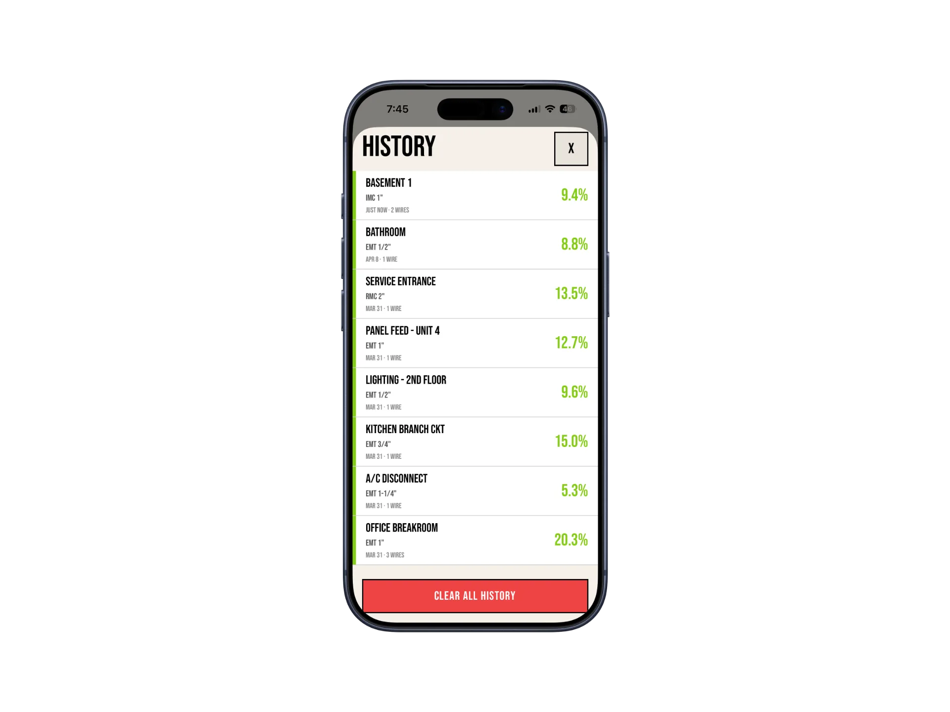 FILL saved calculation history