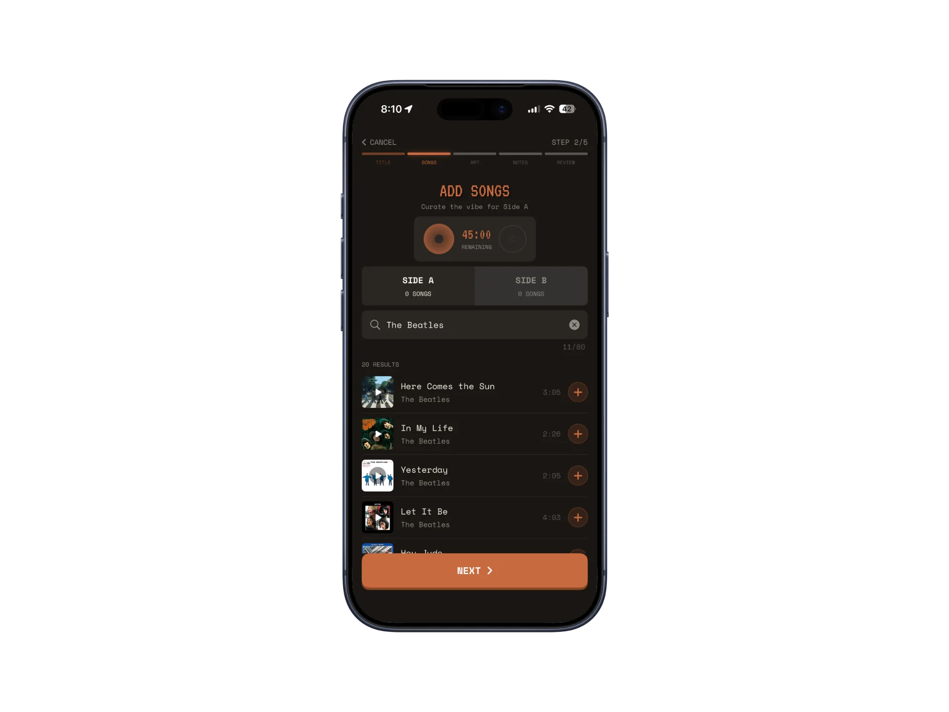 Mixtape song picker with Apple Music search