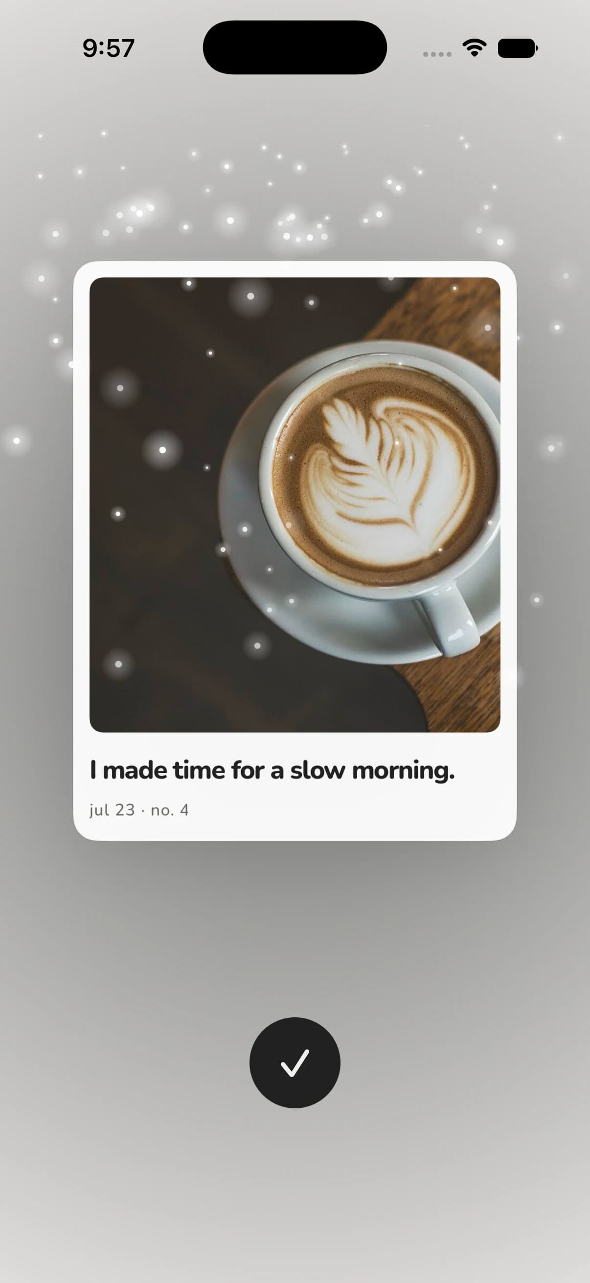 Proof screen for saving a photo and a moment as evidence