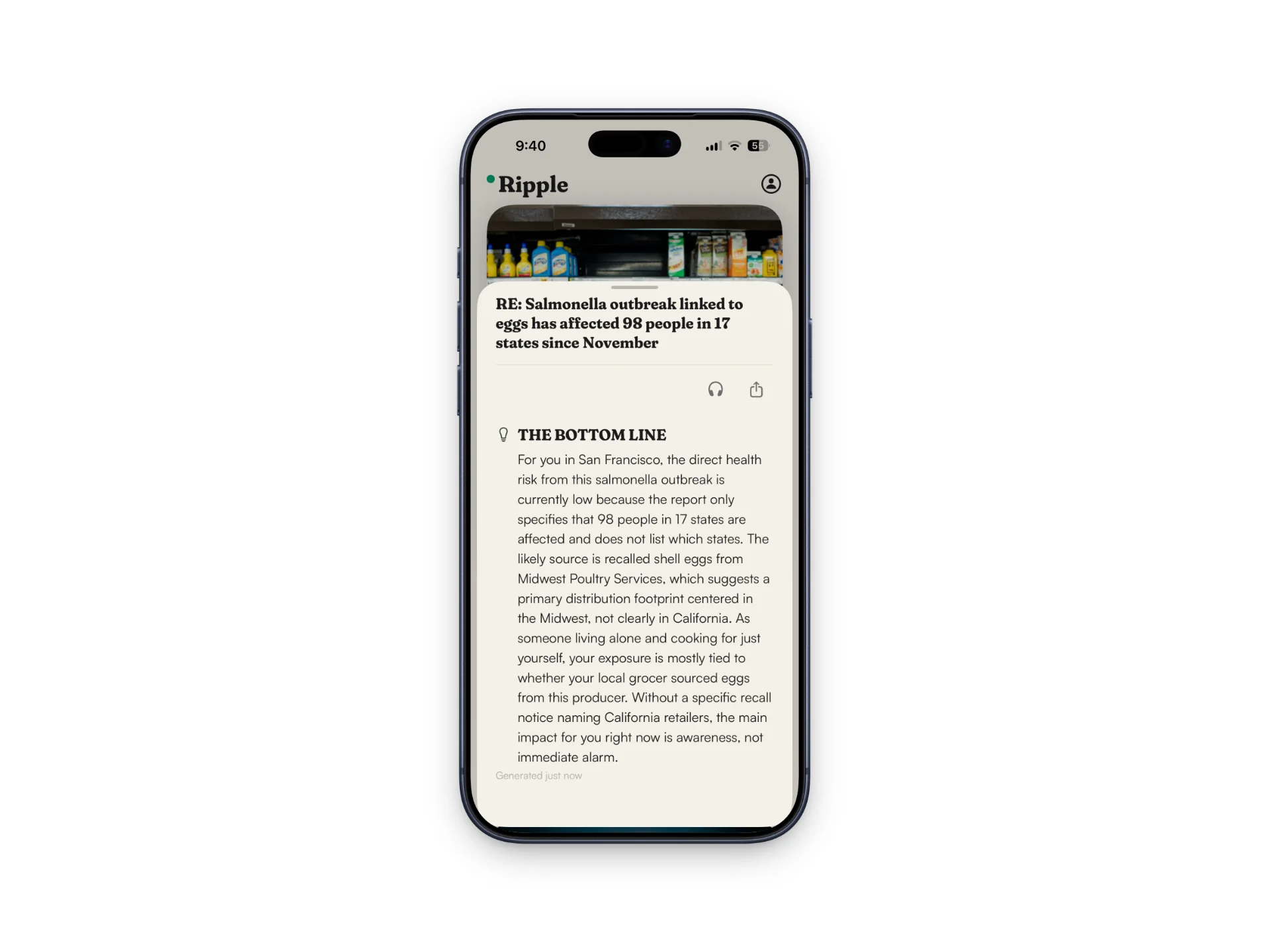 Ripple showing how a news story affects the reader's life