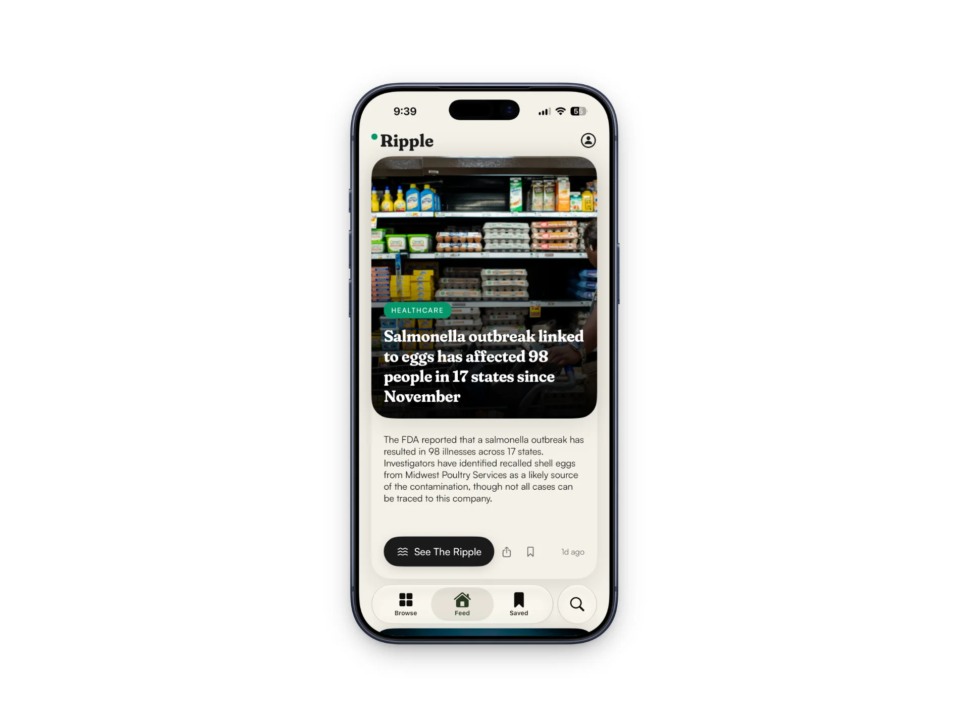 A Ripple news story with a See the Ripple button