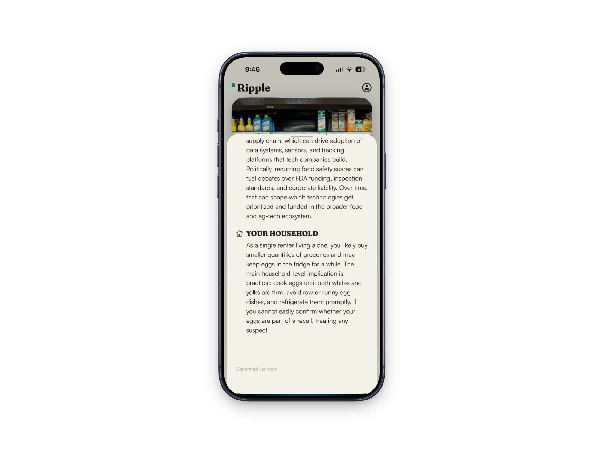 A personalized Ripple analysis streaming into the app