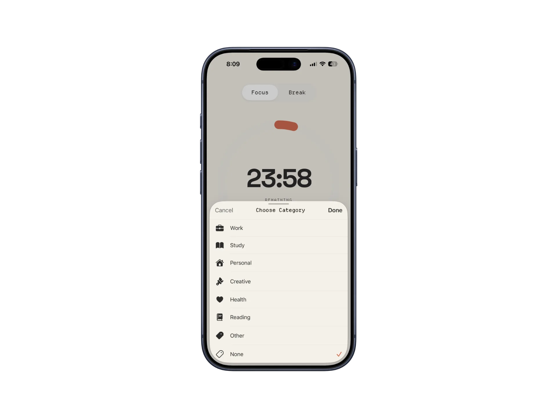 takt category picker for sessions