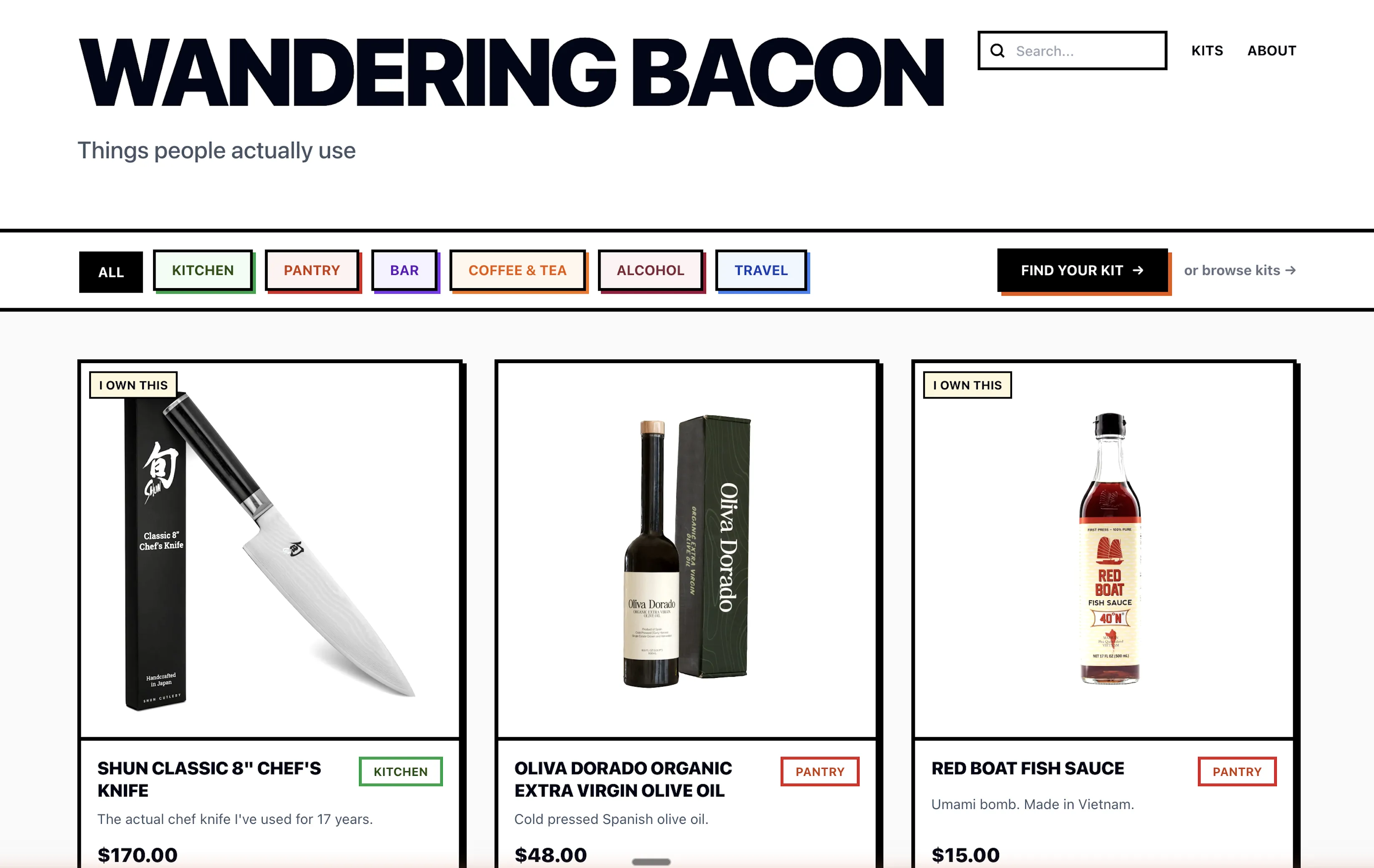 Wandering Bacon travel website
