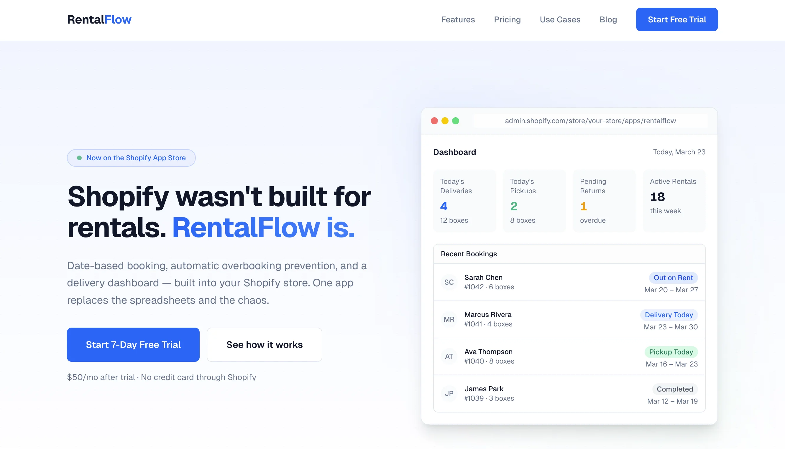 RentalFlow dashboard